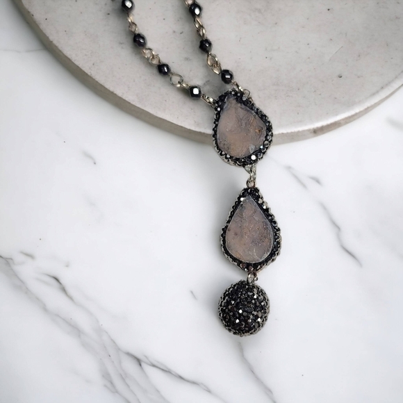 🆕️Turkish Handcrafted 925 Silver Druzy Chalcedony Necklace Elegant Gemstones - Picture 8 of 11